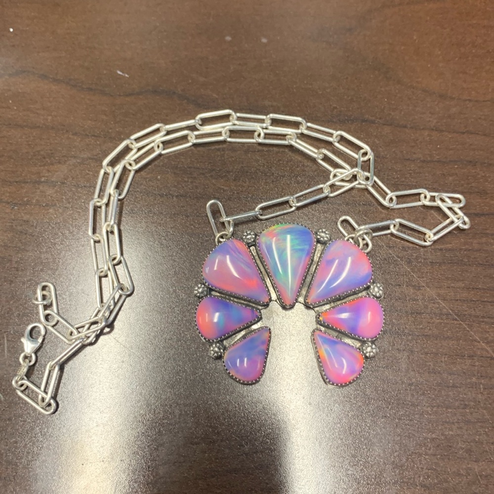 Make an Offer—Headed to Consignment Sterling Pink Opal Naja Necklace
